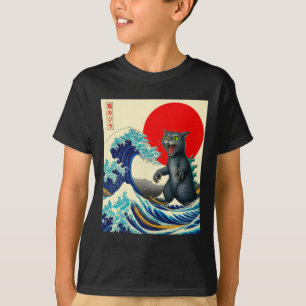 Catzilla Cat Japanese Art Funny Cat Gifts For Men  T-Shirt
