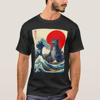 Catzilla Cat Japanese Art Funny Cat Gifts For Men  T-Shirt