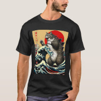 Catzilla Cat Japanese Art Funny Cat Gifts For Men