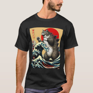 Catzilla Cat Japanese Art Funny Cat Gifts For Men  T-Shirt