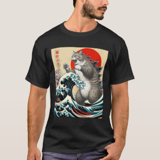Catzilla Cat Japanese Art Funny Cat Gifts For Men  T-Shirt