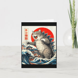 Catzilla Cat Japanese Art Funny Cat Graphic for Card