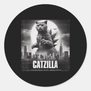 Catzilla Cat Japanese Art Funny Classic Round Sticker