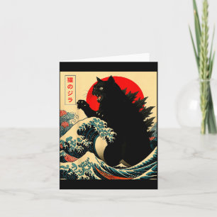 Catzilla Cat Japanese Art Funny For Men Women Boy Card