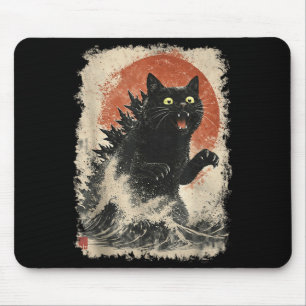 Catzilla Cat Japanese Art Funny for Men Women Boy Mouse Mat