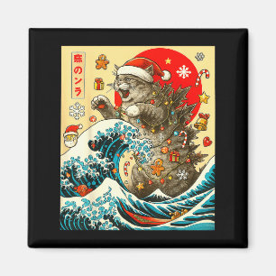 Catzilla Cat Japanese Art Funny Xmas For Men Women Magnet