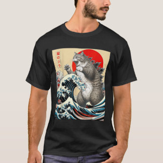 Catzilla Cat Japanese Art  T-Shirt