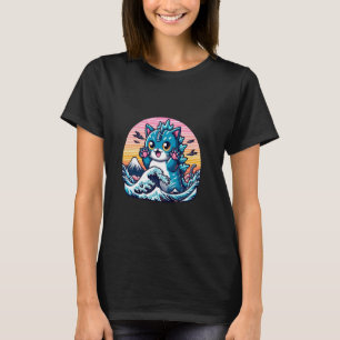 Catzilla Cat Kitten Japan Great Wave For Men Women T-Shirt