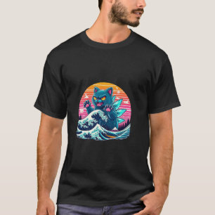 Catzilla Cat Kitten Japan Great Wave For Men Women T-Shirt