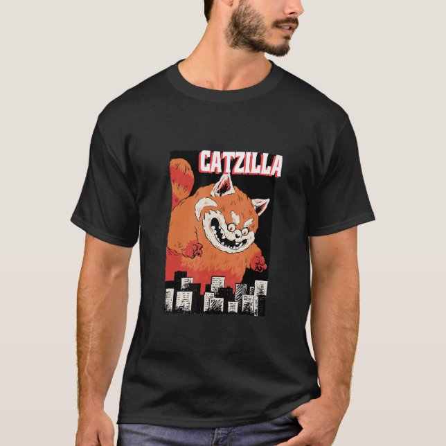 Catzilla Cat Kitten Japan Humour Present T-Shirt (Front)