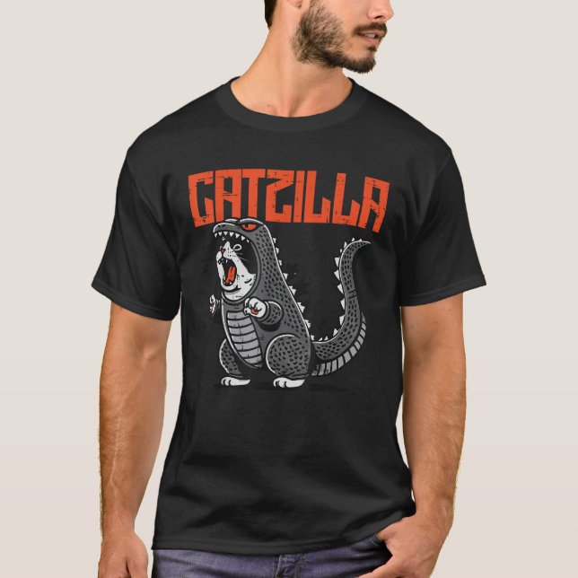 Catzilla Cat Monster Funny Japanese Kitten Boys Gi T-Shirt (Front)
