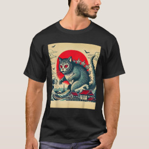 Catzilla Cat Retro Vintage Japanese Kaiju Funny Ca T-Shirt