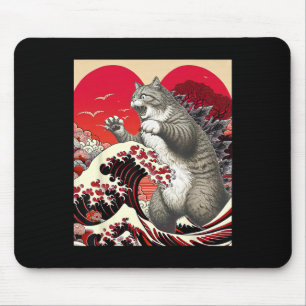 Catzilla Cat Valentine Japanese Art Funny Cat Gift Mouse Mat