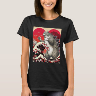 Catzilla Cat Valentine Japanese Art Funny Cat Gift T-Shirt