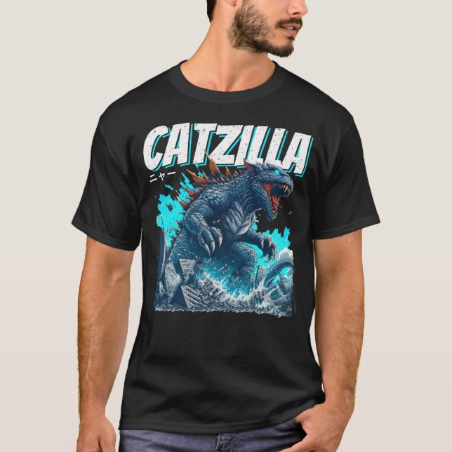 Catzilla Cool Cat For Men Women Kids  Cat Lover T-Shirt (Front)