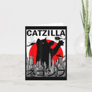 Catzilla Cute Art Japanese Cat Stuff For Cat Lover Card