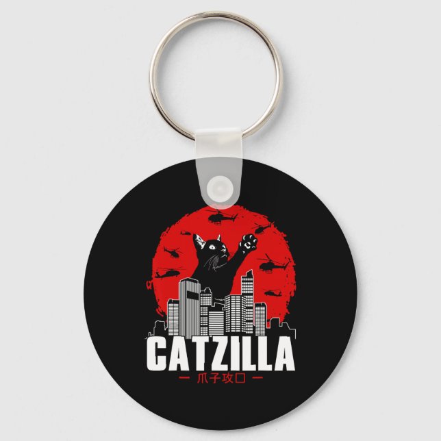 Catzilla Cute Cat Stuff For Cat Lover  Key Ring (Front)