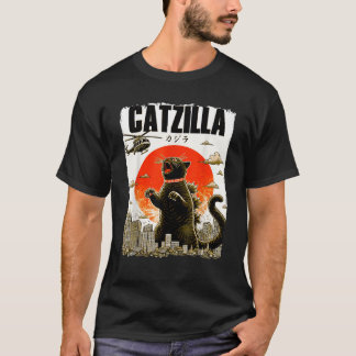 Catzilla Funny Cat Lover Kitten Catzilla Cat Japan T-Shirt