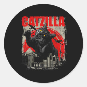 Catzilla - Funny Cat Lover Kitten Kitty Short Slee Classic Round Sticker
