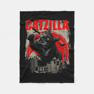 Catzilla - Funny Cat Lover Kitten Kitty Short Slee Fleece Blanket