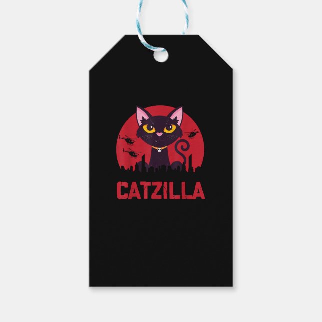 Catzilla Funny Cat Monster Gift Tags (Front)