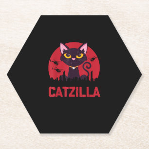 Catzilla Funny Cat Monster Paper Coaster
