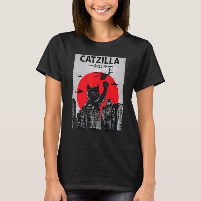 Catzilla Funny Cat Shirt, Funny Cat, Cat Lover T-Shirt (Front)