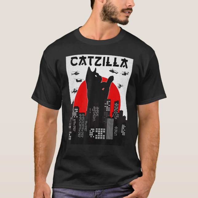 Catzilla Funny Cat Shirt, Funny Cat T-shirt, Cat L T-Shirt (Front)