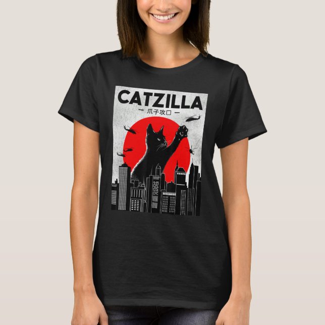 Catzilla Funny Cat Shirt, Funny Cat T-shirt, Cat L T-Shirt (Front)