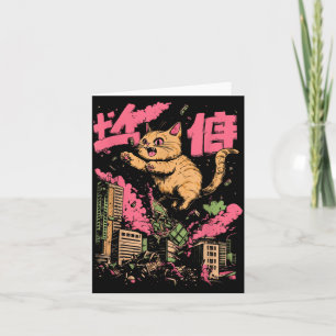 Catzilla Funny Giant Cat Monster Kaiju Japanese Ka Card