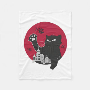 Catzilla – Giant Black Cat Parody with City Fleece Blanket