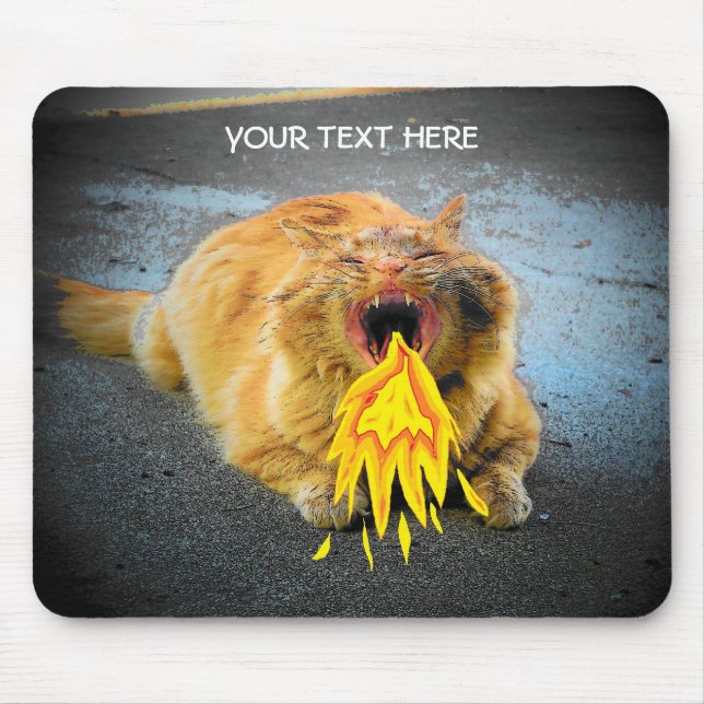 Catzilla has fire breath! mouse mat (Front)