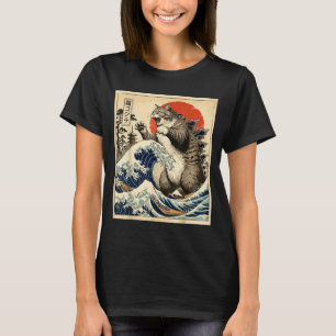 Catzilla Japanese Art Cat Lover Graphic Print Men T-Shirt