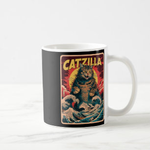 Catzilla Japanese Art Funny Cat Vintage Graphic  Coffee Mug