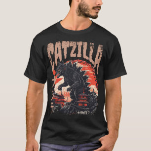 Catzilla Japanese Art Funny Cute Cat T-Shirt