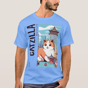 Catzilla Japanese Funny Cat Kawaii Parody Vintage T-Shirt