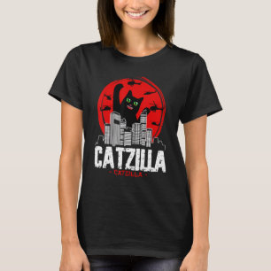 Catzilla Japanese Sunset fighting helicopter funny T-Shirt
