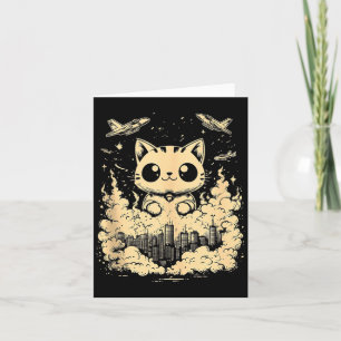 Catzilla Japanese Sunset Funny Japan Cat Card
