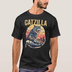 Catzilla Kaiju Cat Japanese Art Comic Anime Cat Ca T-Shirt