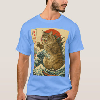 Catzilla Maine Coon Cat Japanese Art Gifts For Men T-Shirt