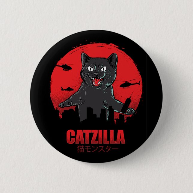 Catzilla Monster Cat Classic Round 6 Cm Round Badge (Front)