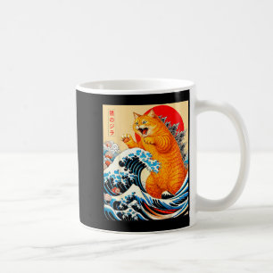 Catzilla orange cat japanese art for men women kid coffee mug