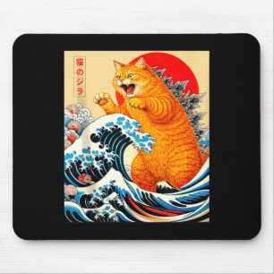 Catzilla orange cat japanese art for men women kid mouse mat