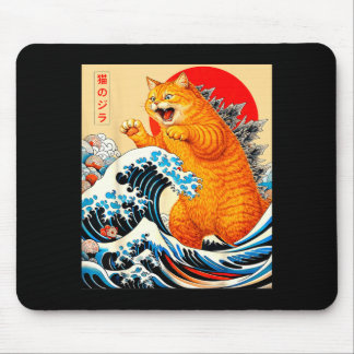 Catzilla orange cat japanese art for men women kid mouse mat