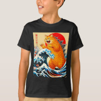 Catzilla orange cat japanese art for men women kid