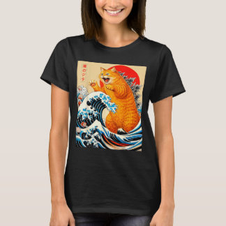 Catzilla Orange Cat Japanese Art for Men Women Kid T-Shirt