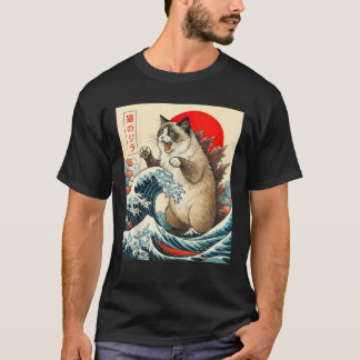 Catzilla Ragdoll Cat Japanese Art Funny Cat Gifts  T-Shirt