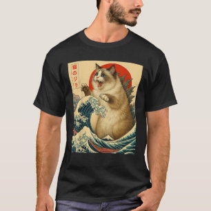 Catzilla Ragdoll Cat Japanese Art Funny Gifts Men  T-Shirt