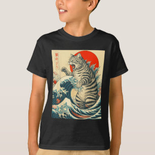 Catzilla Shorthair Cat Japanese Art Gifts For Men  T-Shirt
