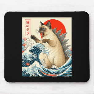 Catzilla Siamese Cat Japanese Art Funny Siamese Ca Mouse Mat